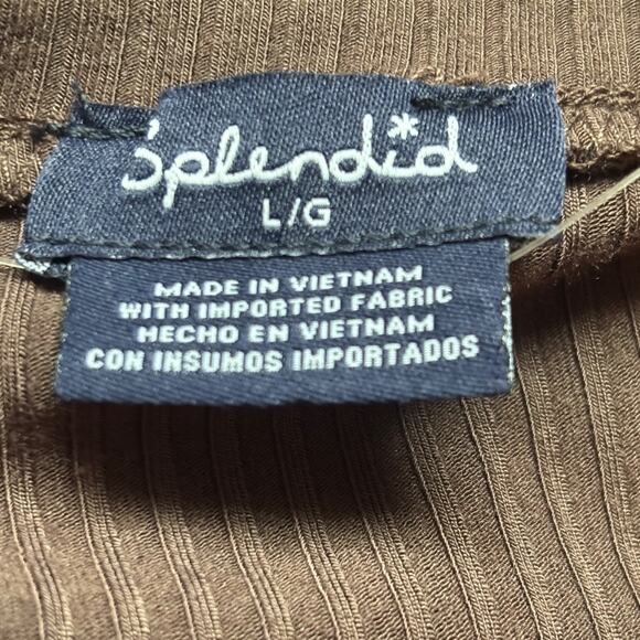 Splendid NWT Women's Long Sleeve Ribbed Tee Brown Size Large - Picture 4 of 5
